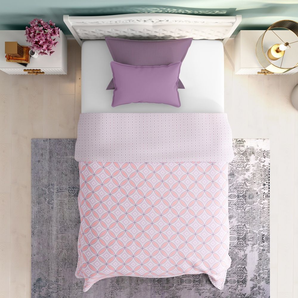 All Season Dohar | Single(90x56 Inch) | 110 GSM | 100% Cotton | Reversible Design | AC Blanket | Mika Lilac